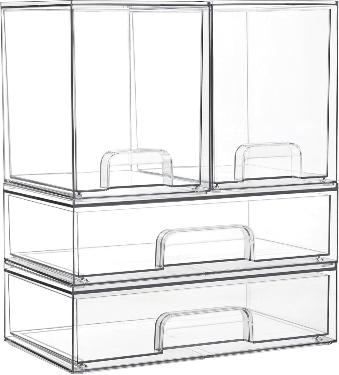 Vtopmart Stackable Storage Drawers Set of 5, Clear Plastic Organizer Bins for Baby Bottle, Beauty Supplies Storage, Ideal for Kichen Countertop, Vanity, Bathroom, Cabinet, Pantry Organization - Homesidy.com