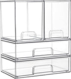 Vtopmart Stackable Storage Drawers Set of 5, Clear Plastic Organizer Bins for Baby Bottle, Beauty Supplies Storage, Ideal for Kichen Countertop, Vanity, Bathroom, Cabinet, Pantry Organization - Homesidy.com