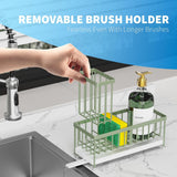 Cisily Black Sponge Holder for Kitchen Sink, Sink Caddy Organizer with High Brush Holder, Kitchen Countertop Organizers and Storage Essentials, Rustproof 304 Stainless Steel, Soap Dispenser Organize - Homesidy.com