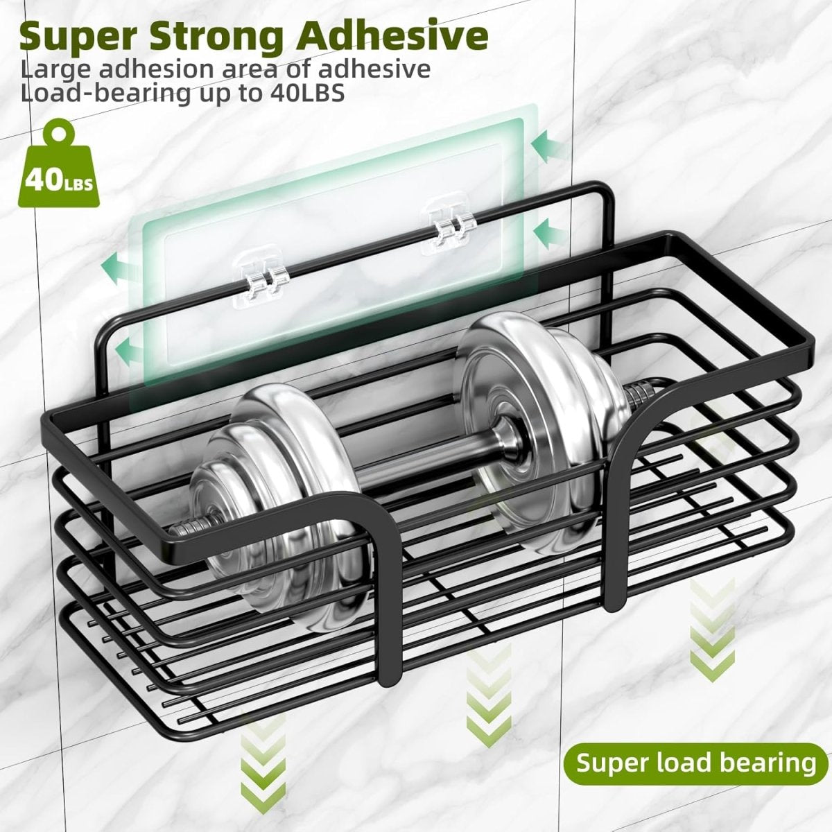 Shower Caddy, Adhesive Shower Organizer with Soap Dish and 4 Hooks, Rustproof Stainless Steel Shower Shelves, Wall Mounted No Drilling Storage Shelf Basket Accessories for Bathroom &amp; Kitchen - Homesidy.com
