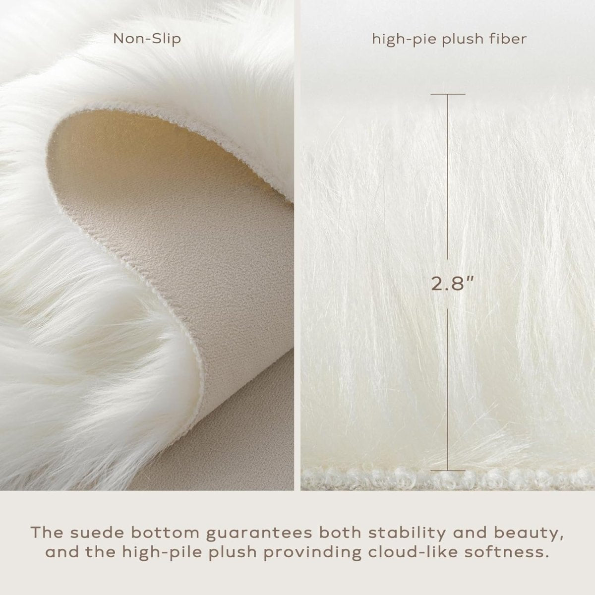 Ashler Faux Fur Rug, Fluffy White Small Sheepskin Rug, Ultra Soft 2x3 Ft Mat, Machine Washable Shag Mats, Nursery Throw for Bed, Living, Kids Room - Homesidy.com