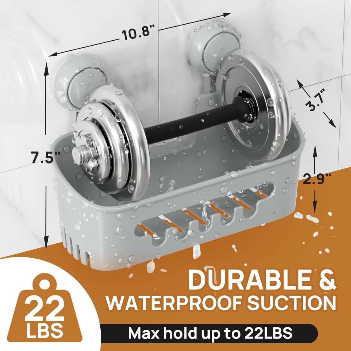 LEVERLOC Shower Caddy Suction Cup, Shower Organizer Removable Bathroom Shelf, Storage Suction Powerful Max Hold 22lbs Bathroom Caddy Waterproof Holder, White - Homesidy.com