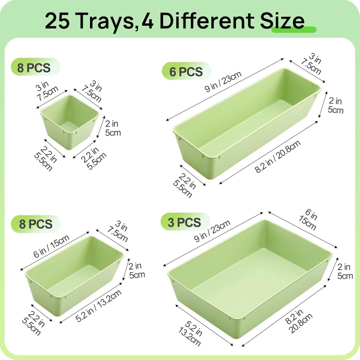 Vtopmart 25 PCS Clear Plastic Drawer Organizers Set, 4 - Size Versatile Bathroom and Vanity Drawer Organizer Trays, Storage Bins for Makeup, Bedroom, Kitchen Gadgets Utensils and Office - Homesidy.com
