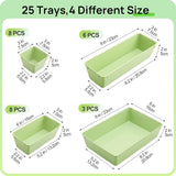 Vtopmart 25 PCS Clear Plastic Drawer Organizers Set, 4 - Size Versatile Bathroom and Vanity Drawer Organizer Trays, Storage Bins for Makeup, Bedroom, Kitchen Gadgets Utensils and Office - Homesidy.com
