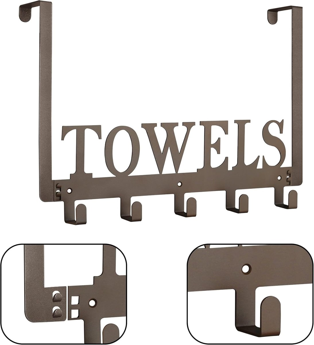 Kuhome Over The Door Hooks, Towel Holder for Bathroom, Door Mount Towel Rack Towel Hooks for Bedroom Beach Towels Bathrobe Wall Mount Hang on The Door Cabinet Cupboard Metal Sandblasted (Black) - Homesidy.com