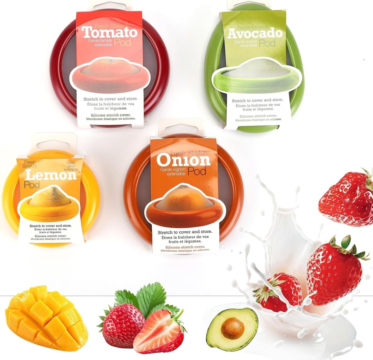 Winb Set of 4 Reusable Fruit and Veggie Savers - Ideal for Avocados, Tomatoes, Apples, Garlic, Onions, and More - Homesidy.com