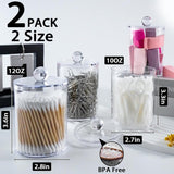 XIPENGKEJI 2 Pack Qtip Holder,Canister Apothecary Jar Set, Bathroom Jars with Lids Set for Cotton Swabs, Balls, Pads, Floss Picks,10oz - 12oz Plastic Canisters Restroom Bedroom Vanity Organizer(Black) - Homesidy.com