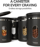 Veken Coffee Canister with Window,Airtight Stainless Steel Pantry Container,Home Kitchen Food Storage Organizers for Ground,Beans,Espresso,Rice,Tea,Sugar,Cereal, Flour,Bar Accessories,Gifts,22OZ,Black - Homesidy.com