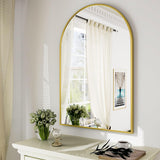 VooBang Arched Wall Mirror, 30 x 38 inch Arch Bathroom Mirror, Wall Mounted Vanity Mirror with Arch Metal Frame, Modern Bathroom Vanity Mirror for Bedroom, Living Room, Hanging or Leaning, Black - Homesidy.com