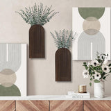 Dnnnii 2 Pack Wooden Wall Vase Set - Brown Finish Modern Farmhouse &amp; Boho Wall Decor for Entryway, Hallway, Bathroom, Living Room, Dining Room, Narrow Spaces - Homesidy.com
