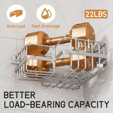 LEVERLOC Corner - adaptive Suction Cup Shower Caddies 2 Pack, Stainless Steel Rustproof Corner Shower Shelf, Large Capacity Removable Suction Cup Bathroom Organizer, Drill - Free Wall Mounted Basket, Gray - Homesidy.com