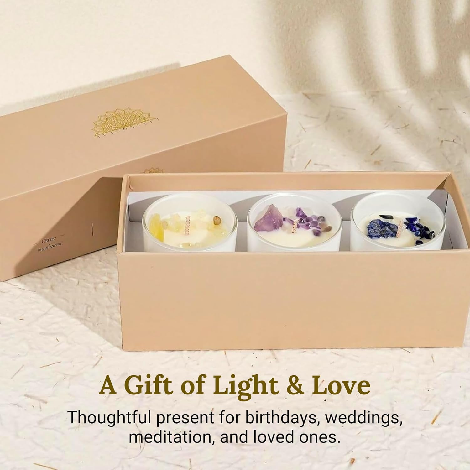 ava concept - Soy Candles with Crystals - Aromatherapy Scented Candle for Women - Lavender Vanilla Gift Set - Small Wax Melts - 3 Pack 3.5oz - Homesidy.com