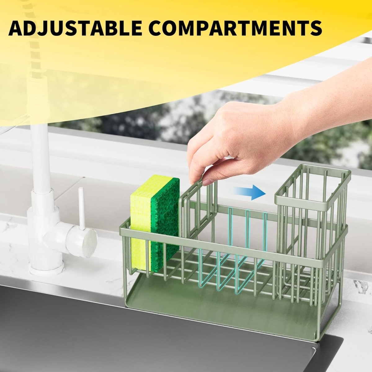 Cisily Kitchen Sink Caddy Organzier with High Brush Holder, Sponge Holder for Sink, 304 Rustproof Stainless, Kitchen Countertop Soap Dispenser Organizer, Kitchen Decor and Accessories - Homesidy.com