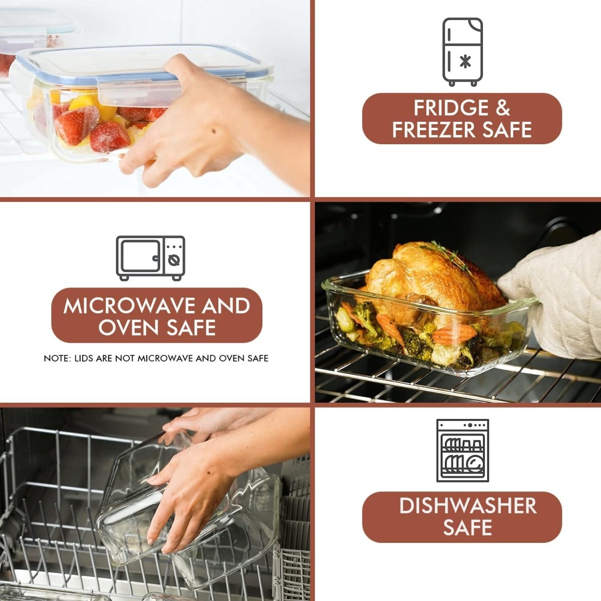 Razab 35 Pc Set Glass Food Storage Containers with Lids - Meal Prep Airtight Bento Boxes BPA - Free 100% Leak Proof (15 lids,15 glass &amp; 5 Plastic Sauce/Dip Containers) - Homesidy.com
