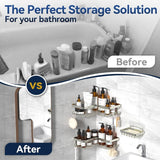 YASONIC Corner Adhesive Shower Caddy, with Soap Holder and 12 Hooks, Rustproof Stainless Steel Bathroom Organizer, No Drilling Wall Mounted Rack, Black, 3 - Pack - Homesidy.com