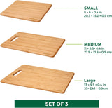 Bamboo Cutting Boards for Kitchen [Set of 3] Wood Cutting Board for Chopping Meat, Vegetables, Fruits, Cheese, Knife Friendly Serving Tray with Handles - Homesidy.com