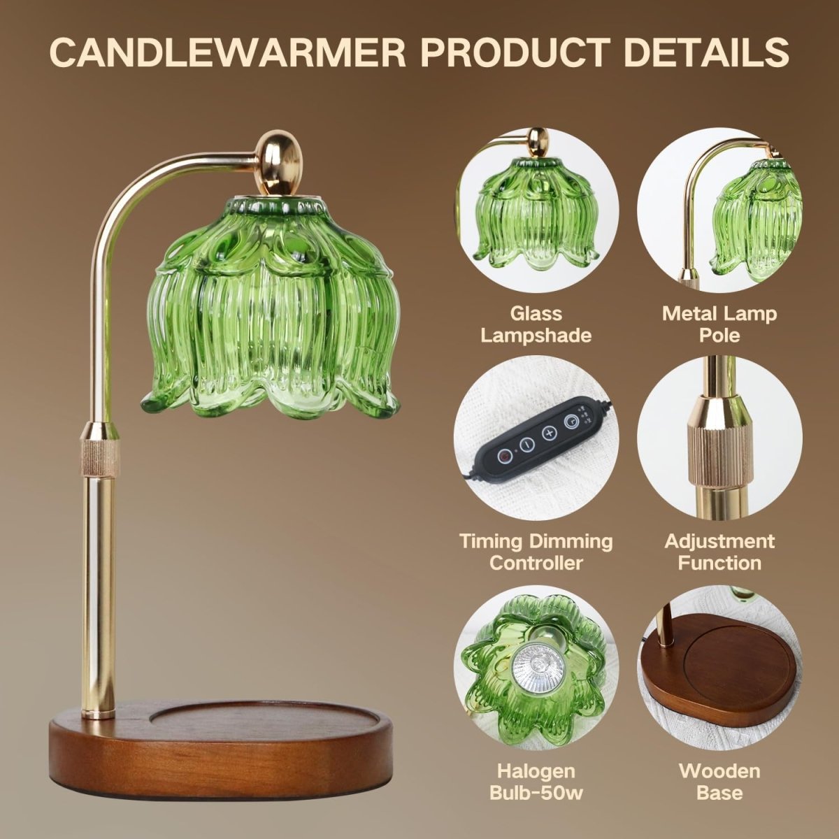 GEEZO Fragrance Candle Warmer Lamp，Electric Candle Warmer with Timer &amp; Dimmer，Mom Christmas Birthday Gifts for Women, House Warming Gifts New Home Bedroom Decor - Homesidy.com