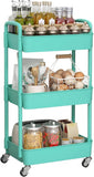 Sywhitta 3 - Tier Plastic Rolling Utility Cart with Handle, Multi - Functional Storage Trolley for Office, Living Room, Kitchen, Movable Storage Organizer with Wheels, White - Homesidy.com