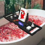 Premium Bamboo Bathtub Tray Caddy - Bath Tub Tray Table for Bathtub - Bath Caddy Tray for Bathtub, Expandable Size, Fits Most Bath Tubs - Homesidy.com