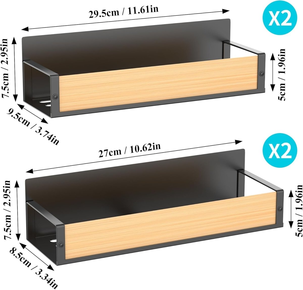 HuggieGems Metal 4 Pack Magnetic Spice Storage Rack Organizer for Refrigerator and Oven, Black Fridge Organizers and Storage - Homesidy.com
