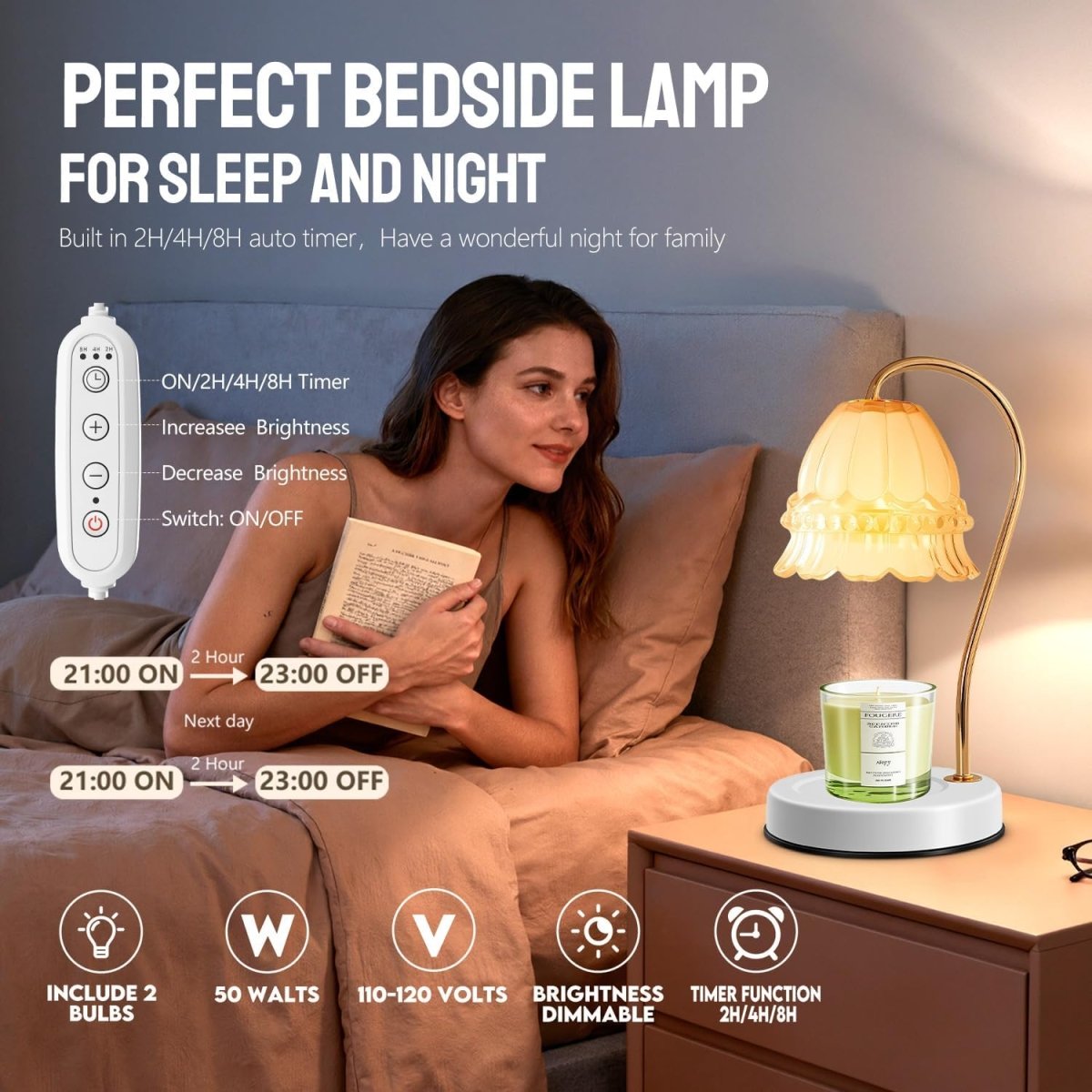 GEEZO Fragrance Candle Warmer Lamp，Electric Candle Warmer with Timer &amp; Dimmer，Mom Christmas Birthday Gifts for Women, House Warming Gifts New Home Bedroom Decor - Homesidy.com