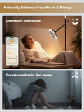 GLOWRIUM Smart Light Therapy Lamp, 10000 Lux UV - Free Sun Lamp, 2700 - 6500K Floor Lamp Therapy Light, Stepless Dimmable Energy Sunlight with App &amp; Remote, Timer, Cozy Light Settings for Winding Down - Homesidy.com