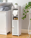 AOJEZOR Toilet Paper Holder Stand: No Drill PVC Small Bathroom Cabinet for Apartment Dwellers - Rental Deposit Protection - Small Space Storage Saving - Homesidy.com