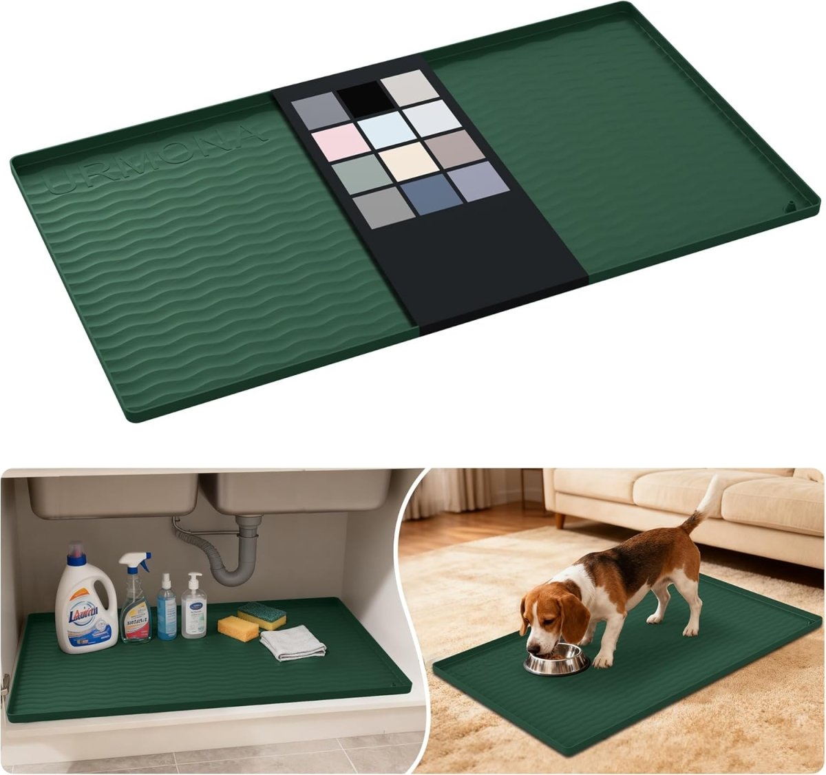URMONA Waterproof Silicone Under Sink Mat 31 x 22 Shelf Liner for Kitchen and Bathroom, Cabinet and Counter Protector, Storage and Organizers, Litter Mat, Pet Cat Puppy Essentials(Dark Grey) - Homesidy.com