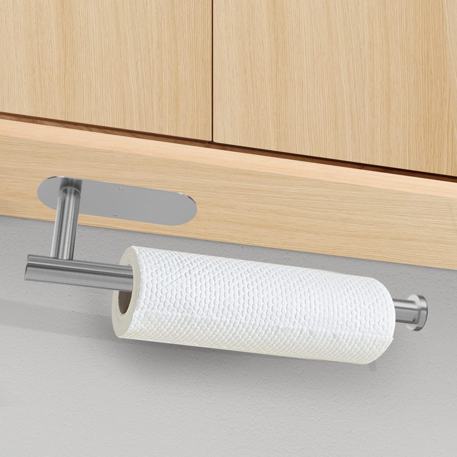 DEKAVA Paper Towel Holder Under Cabinet Wall Mount for Kitchen Towel, Self - Adhesive Bar, Rack, SUS304 Stainless Steel 13 inch (BlackA, 1) - Homesidy.com