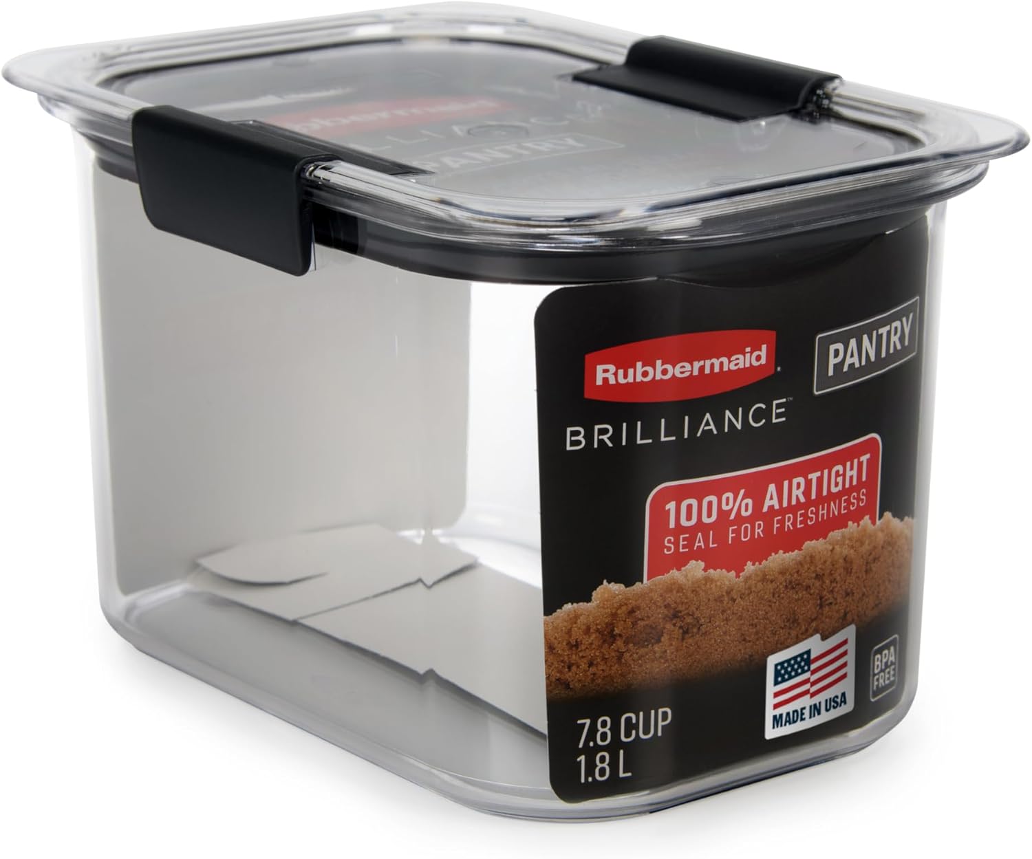 Rubbermaid Brilliance Pantry Airtight Food Storage Container, BPA - Free 7.8 Cup, Ideal for Brown Sugar - Efficient, Leak - Proof and Dishwasher - safe - Homesidy.com