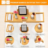 Premium Bamboo Bathtub Tray Caddy - Bath Tub Tray Table for Bathtub - Bath Caddy Tray for Bathtub, Expandable Size, Fits Most Bath Tubs - Homesidy.com