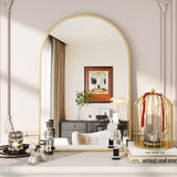 VooBang Arched Wall Mirror, 30 x 38 inch Arch Bathroom Mirror, Wall Mounted Vanity Mirror with Arch Metal Frame, Modern Bathroom Vanity Mirror for Bedroom, Living Room, Hanging or Leaning, Black - Homesidy.com