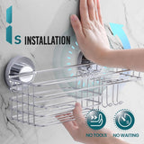 TAILI Shower Caddy Suction Cup 2 Pack with Hooks &amp; Soap holder, Heavy Duty Shower Organizer for Bathroom, No Drilling Bathroom Organizer with Large Capacity, Black Metal Storage Basket - Homesidy.com