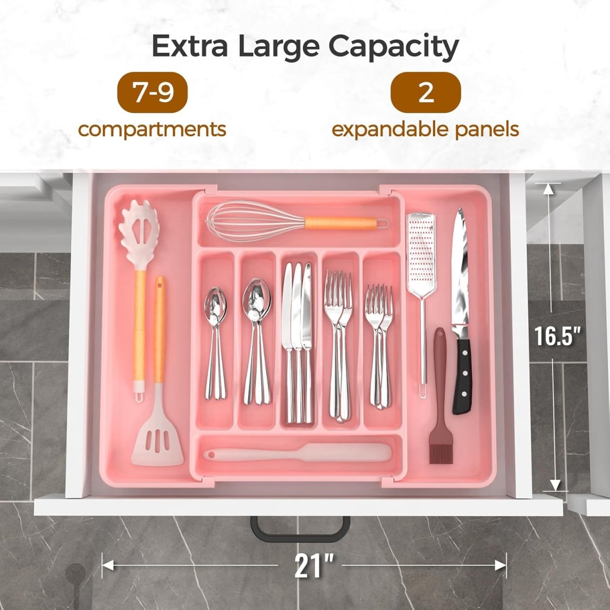 ukeetap Extra Large Expandable Silverware Organizer, BPA - Free Food - Safe Cutlery Flatware Organizer, Kitchen Utensil Drawer Organizer, Adjustable Silverware Holder for Spoons Forks Knives, Black - Homesidy.com