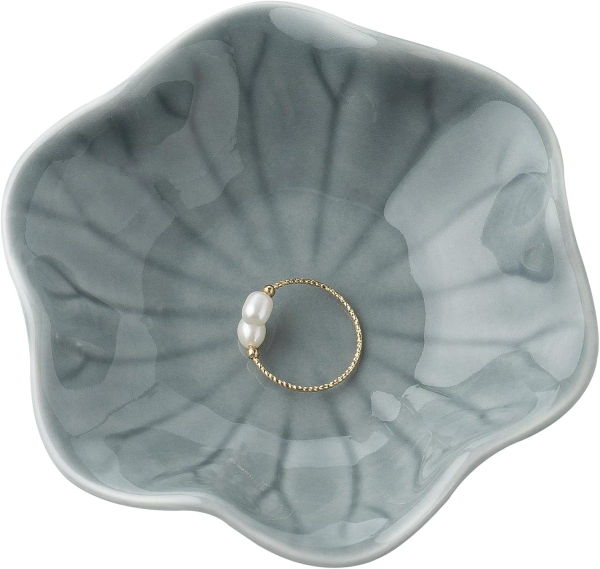 Mecaikru Ceramic Trinket Dish, Ring Tray, Decorative Jewelry Dish for Earrings Necklaces Watch Keys, for Women, White Green - Homesidy.com
