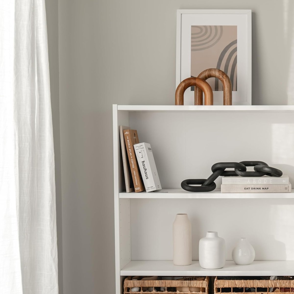 PEAKOLY Wood Arch Decorative Objects - Modern Bookshelf Decor, Coffee Table Sculpture, Floating Shelf Decor Accents, Japandi Home Decorations for Side, Console and Entryway Table - Homesidy.com