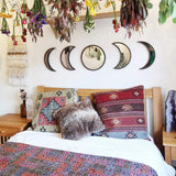 Scandinavian Decor 5 - Piece Acrylic Wall Decor - Wooden Moon Phase Mirror, Bohemian Design for Living Room, Bedroom - Beige - Homesidy.com