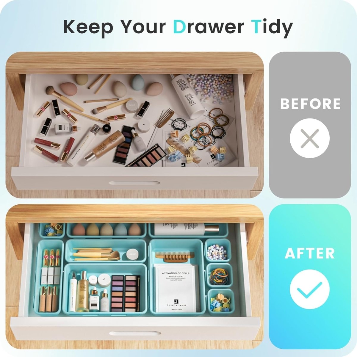 A - LuGei 【Military Grade Drawer Organizer, 【𝟱𝗦𝗶𝘇𝗲】 Makeup organizer, 【Holds 177 Items】 Bathroom Organizers and Storage, Organization and Storage, Desk Drawer Organizer for Bathroom Vanity - Homesidy.com