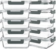 KOMUEE 10 Packs 30 oz Glass Meal Prep Containers,Glass Food Storage Containers with Lids,Airtight Lunch Bento Boxes,Microwave,Freezer and Dishwasher,Gray - Homesidy.com
