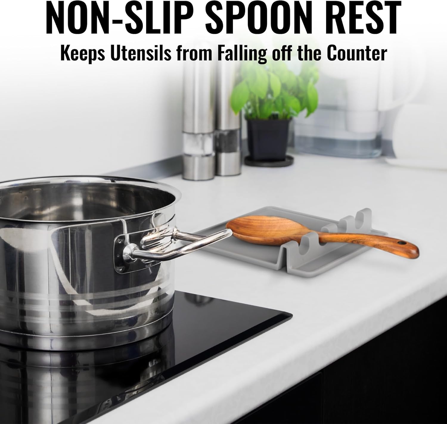 Zulay Kitchen Spoon Rest for Multiple Utensils High Heat - Resistant Silicone Drip Pad, BPA - Free Spoon Holder for Stove Top, Kitchen Gadget Holder for Ladles, Tongs, Cooking Spatula - Makes Great Gift - Homesidy.com