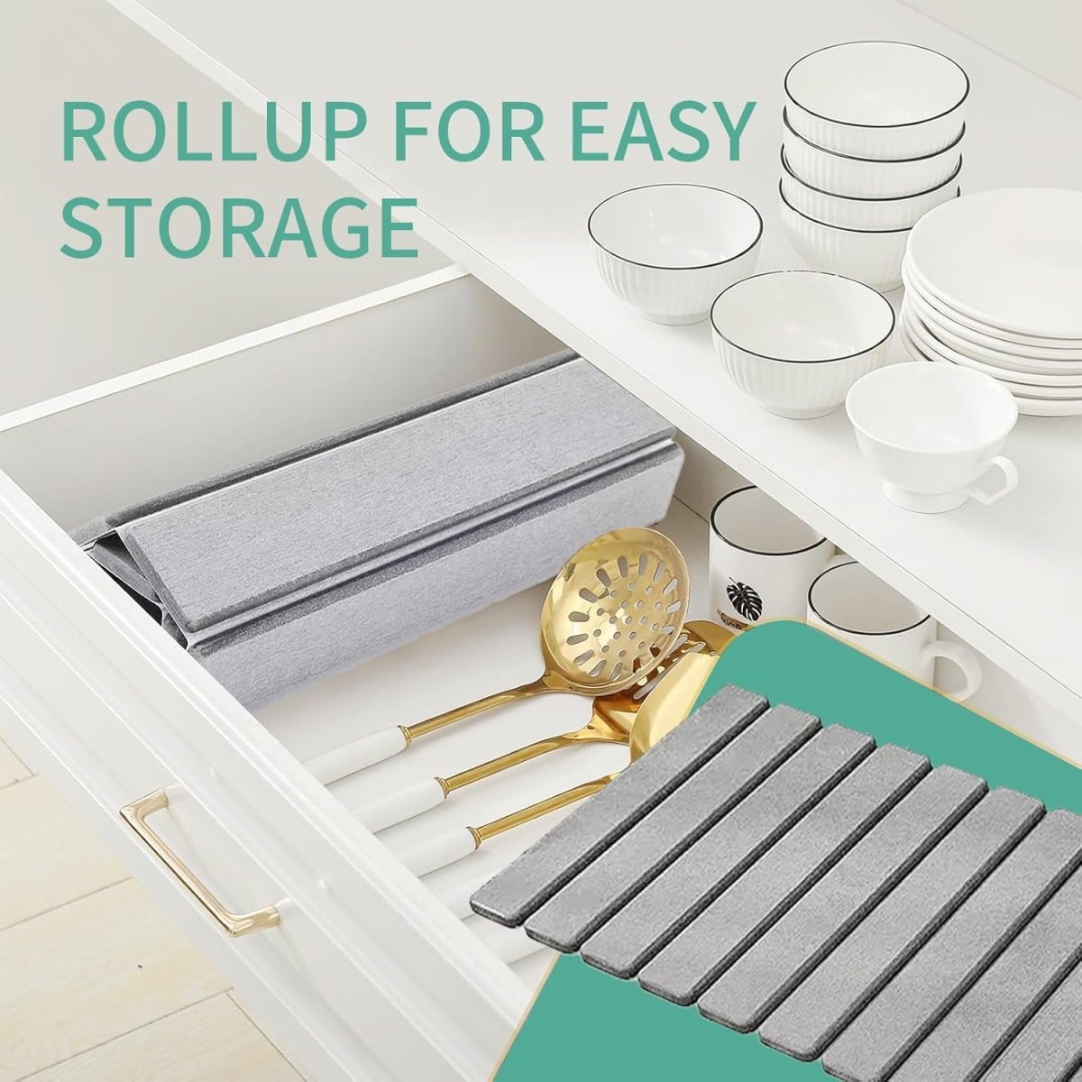 Stone Drying Mat for Kitchen Counter, Collapsible Dish Drying Mat, Fast Drying Diatomaceous Earth Dish Drying Mats, Water Absorbent Diatomite Kitchen Mat (white, medium) - Homesidy.com