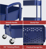 Sywhitta 3 - Tier Plastic Rolling Utility Cart with Handle, Multi - Functional Storage Trolley for Office, Living Room, Kitchen, Movable Storage Organizer with Wheels, White - Homesidy.com