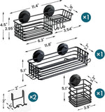 TAILI Shower Caddy Suction Cup 2 Pack with Hooks &amp; Soap holder, Heavy Duty Shower Organizer for Bathroom, No Drilling Bathroom Organizer with Large Capacity, Black Metal Storage Basket - Homesidy.com