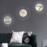 3 Pack Metal Mirrors for Wall Sunburst Wall Mirrors Home Décor Decorative Hanging Wall Art for Living Room Bedroom Entryway (Gold, Flower Sunburst) - Homesidy.com