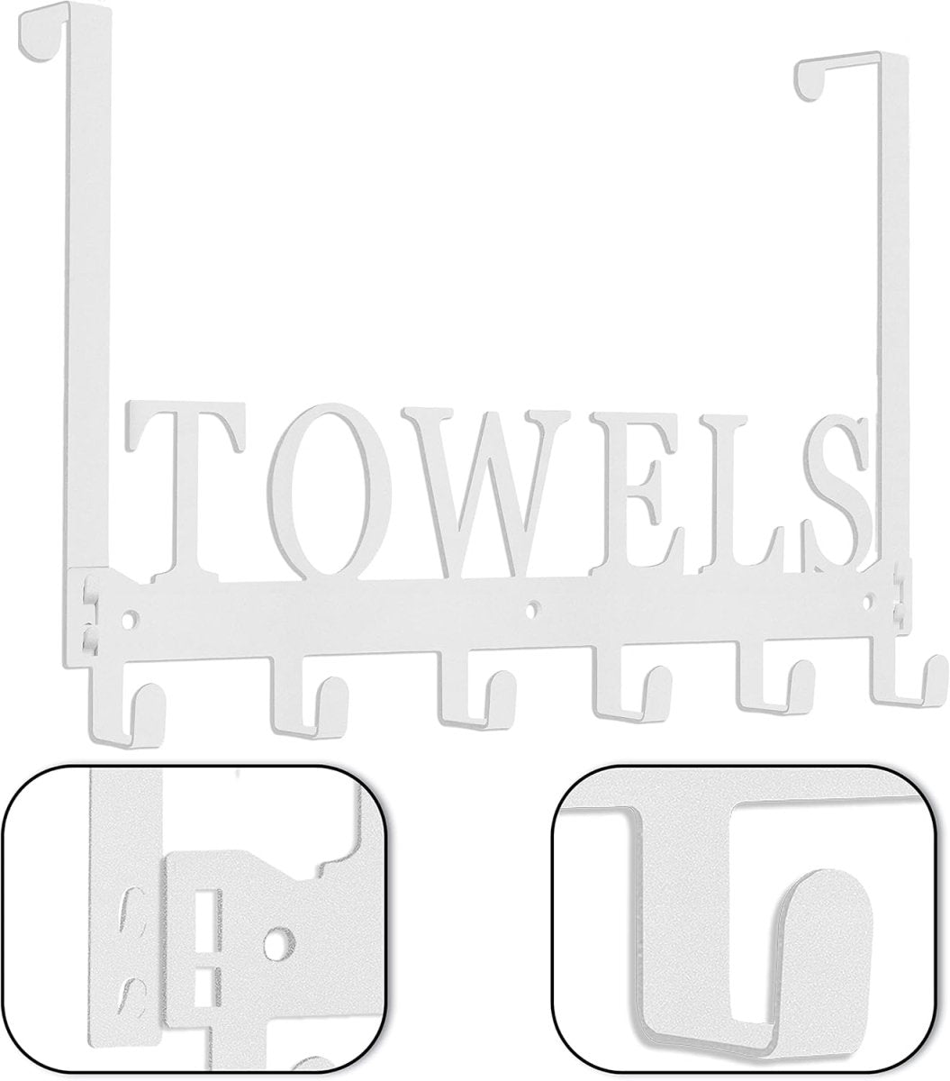 Kuhome Over The Door Hooks, Towel Holder for Bathroom, Door Mount Towel Rack Towel Hooks for Bedroom Beach Towels Bathrobe Wall Mount Hang on The Door Cabinet Cupboard Metal Sandblasted (Black) - Homesidy.com