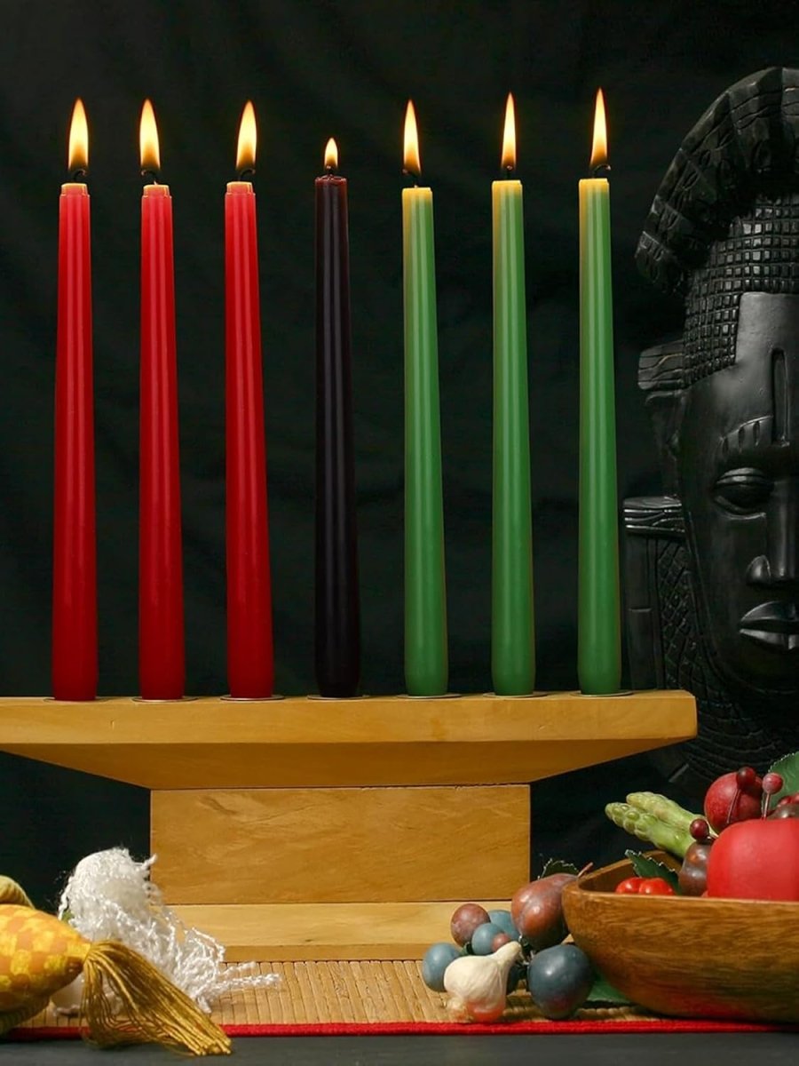 Topsics Kwanzaa Taper Candles Set of 7, 3 Red, 3 Green, 1 Black - 10 Inch Dripless Tall Candle Premium Quality Candles - Mishumaa Saba Candle - Homesidy.com