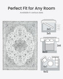 AMADA HOMEFURNISHING 8x10 Washable Area Rug, Low - Profile Large Area Rug with Non - Slip Backing &amp; Durable Edge Binding, Vintage Large Rugs for Living Room, Bedroom, Dinning Room - Homesidy.com