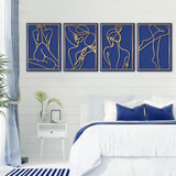 Glamativity 4 Pack Gold Wall Art Decor, Minimalist Single Line Real Metal Wall Art, Womans Body Shape Abstract Wall Art (Gold Classic Style, 17 x 11.8) - Homesidy.com