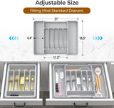 ukeetap Extra Large Expandable Silverware Organizer, BPA - Free Food - Safe Cutlery Flatware Organizer, Kitchen Utensil Drawer Organizer, Adjustable Silverware Holder for Spoons Forks Knives, Black - Homesidy.com
