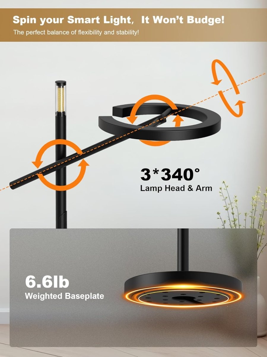 GLOWRIUM Smart Light Therapy Lamp, 10000 Lux UV - Free Sun Lamp, 2700 - 6500K Floor Lamp Therapy Light, Stepless Dimmable Energy Sunlight with App &amp; Remote, Timer, Cozy Light Settings for Winding Down - Homesidy.com